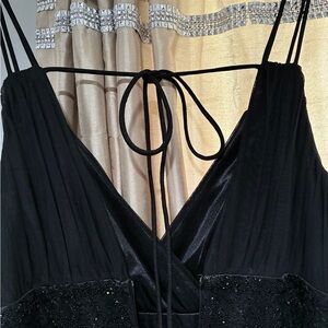 Xscape Black Maxi Dress with Spaghetti Straps